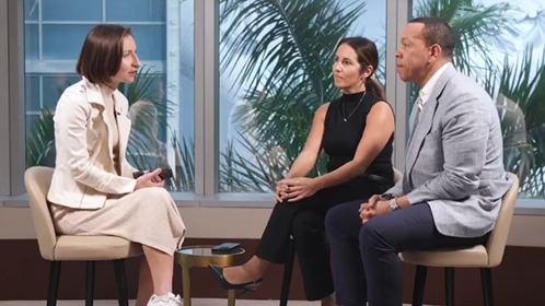 Daniel Murillo (U.S. Sales Manager) and Julia Bahr (Business Development & Sales) at Deutsche Börse MD+S